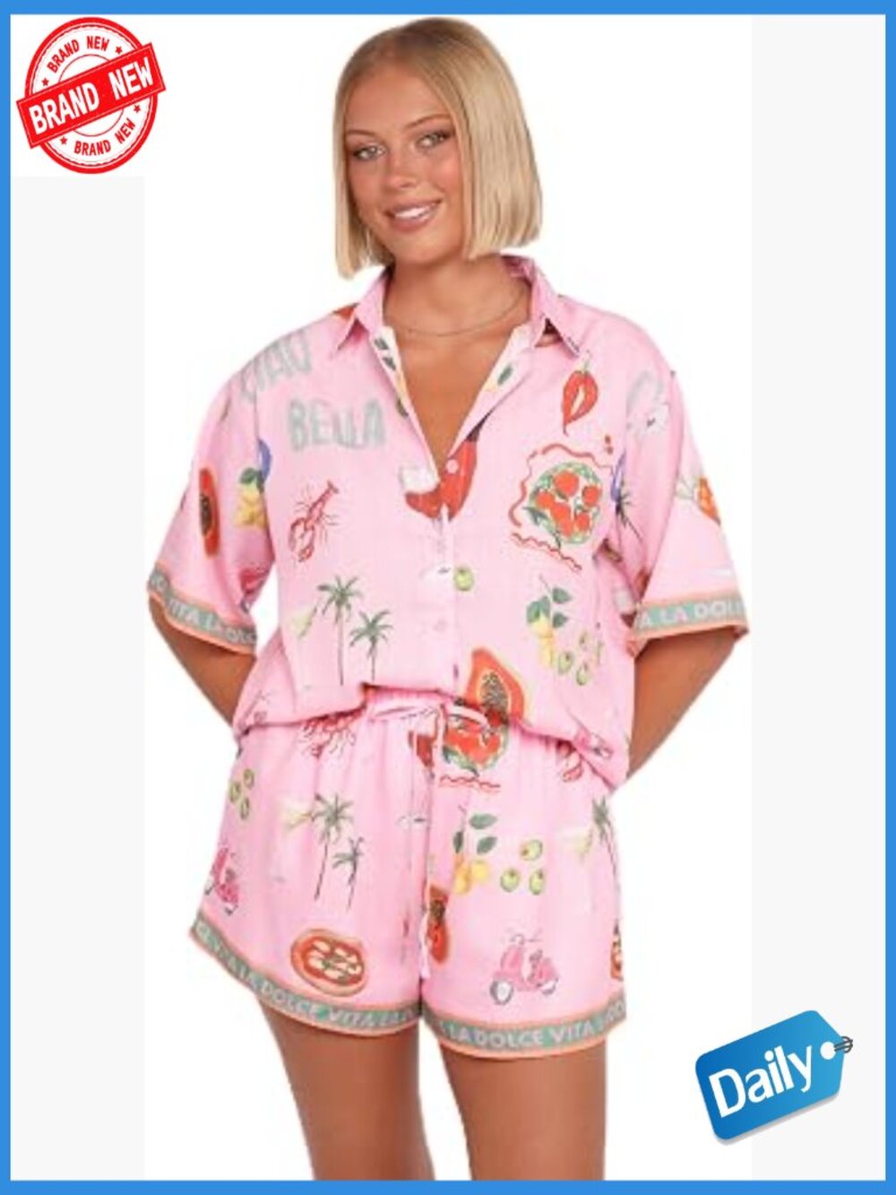 Short Set - Button Down Top & High Rise Shorts